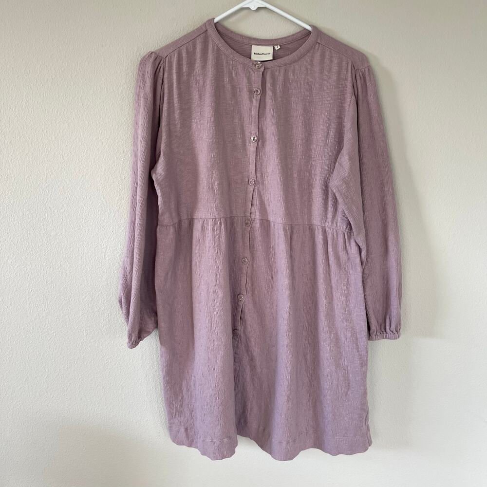 RICHER POORER Purple Cloud Weave Button Dress (S)